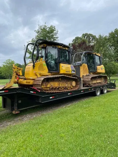 Excavation job site overview — pond digging in progress Mississippi