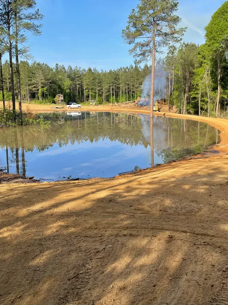 Land clearing crew removing trees and brush — Central Mississippi